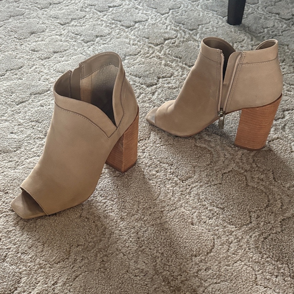 Vince Camuto Open-Toe Block Heel Ankle Booties